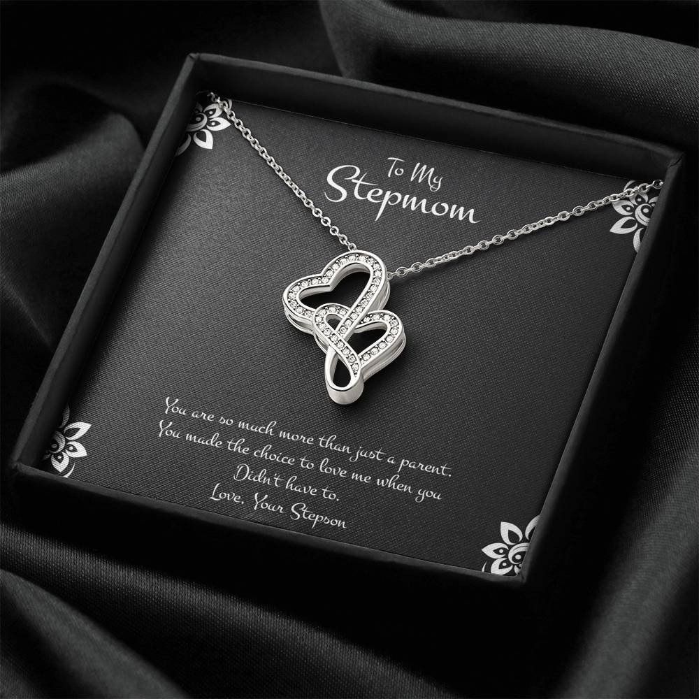 To My Stepmom Gifts, You Are More Than Just A Parent, Double Heart Necklace For Women, Birthday Mothers Day Present From Stepson