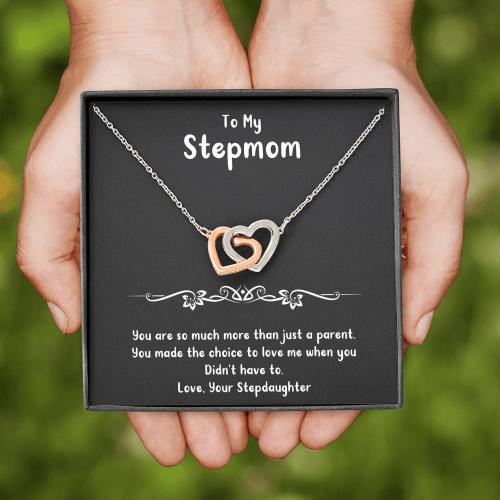 To My Stepmom Gifts, You Are More Than Just A Parent, Interlocking Heart Necklace For Women, Birthday Mothers Day Present From Stepdaughter