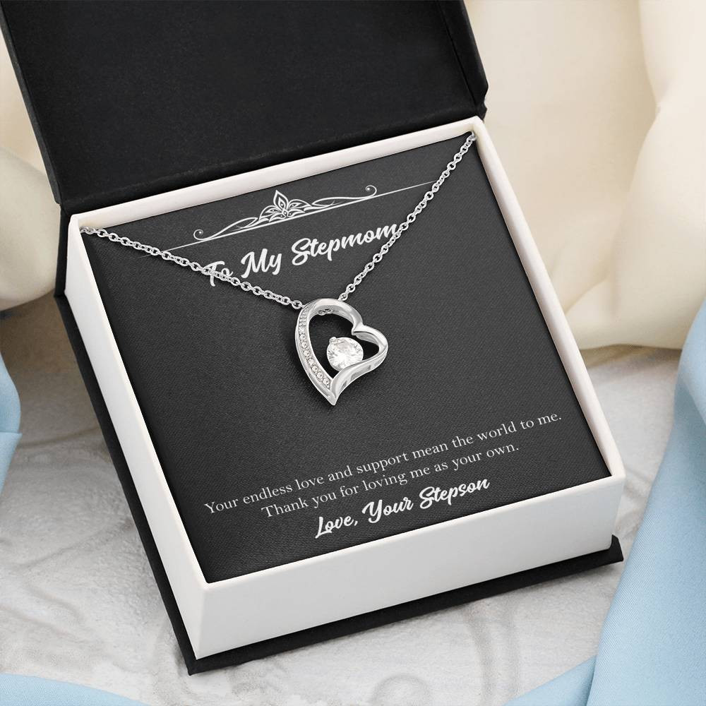 To My Stepmom Gifts, Your Endless Love And Support, Forever Love Heart Necklace For Women, Birthday Mothers Day Present From Stepson