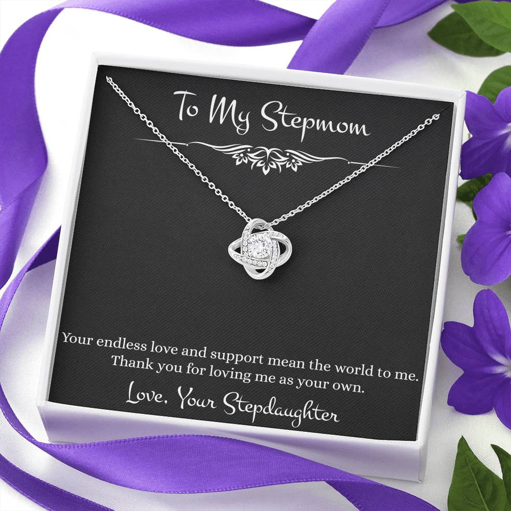 To My Stepmom Gifts, Your Endless Love And Support, Love Knot Necklace For Women, Birthday Mothers Day Present From Stepdaughter
