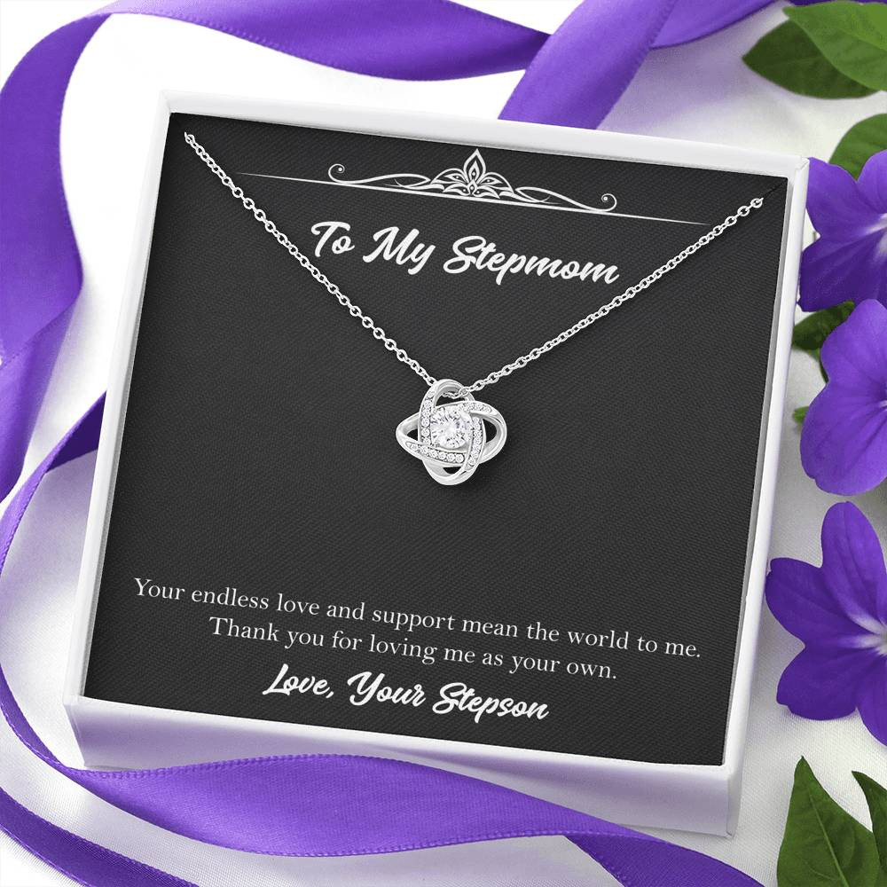 To My Stepmom Gifts, Your Endless Love And Support, Love Knot Necklace For Women, Birthday Mothers Day Present From Stepson