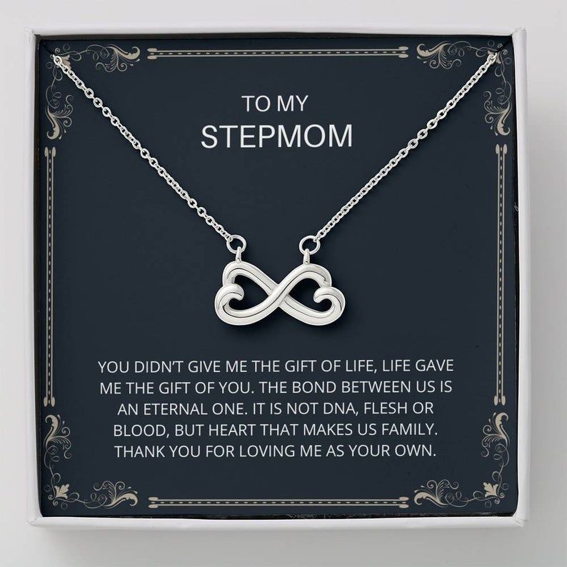 To My Stepmother – Infinity Heart Necklace Step Mom, Mothers Day, Mother In Law, Bonus Mom Jewelry, Step Parent Gift,