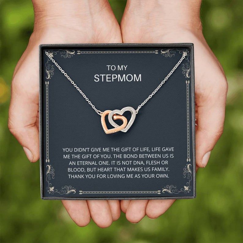 To My Stepmother – Interlocking Hearts Necklace Step Mom, Mothers Day, Mother In Law, Bonus Mom Jewelry, Step Parent Gift,