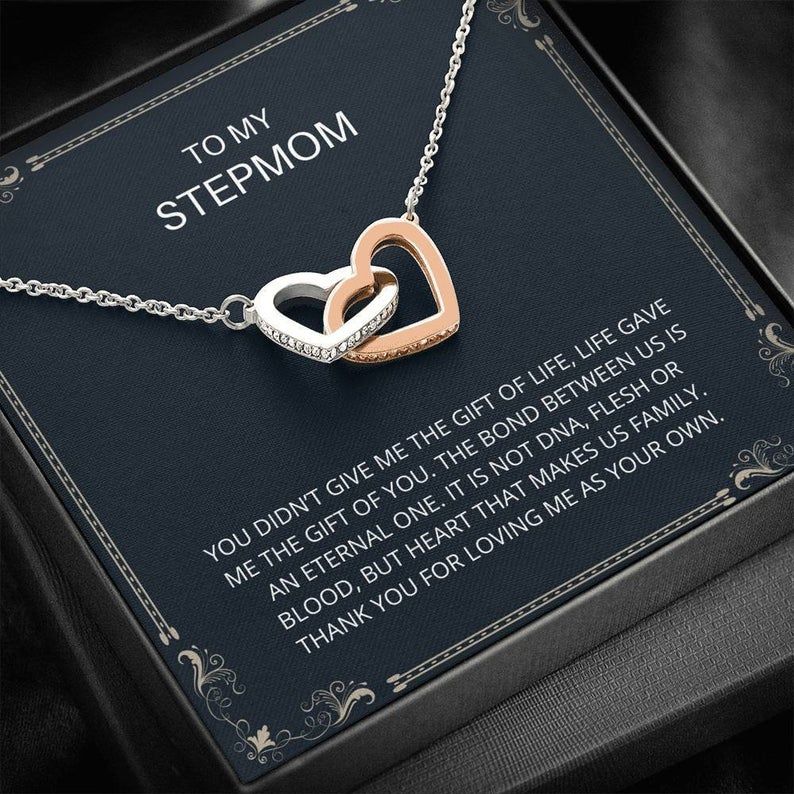 To My Stepmother – Interlocking Hearts Necklace Step Mom, Mothers Day, Mother In Law, Bonus Mom Jewelry, Step Parent Gift,