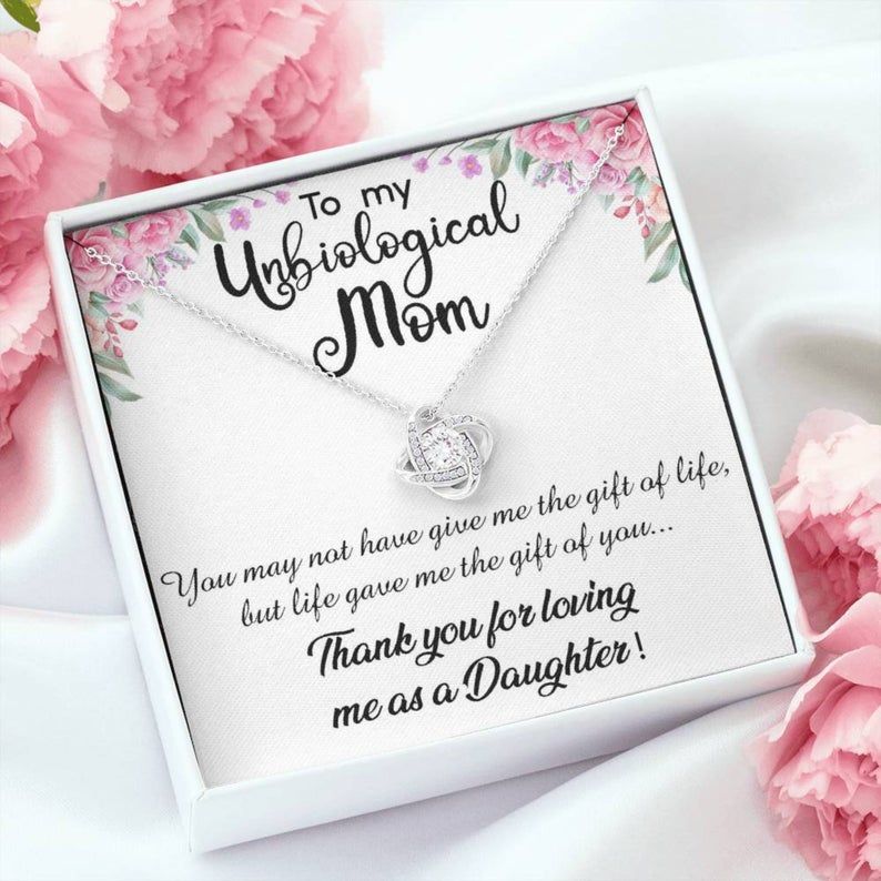 To My Unbiological Mom Gift Love Knot Necklace BONUS Mom Gift, Stepmom Gift, Second Mom, Mother’s Day Gift Necklace Mother Daughter Gift