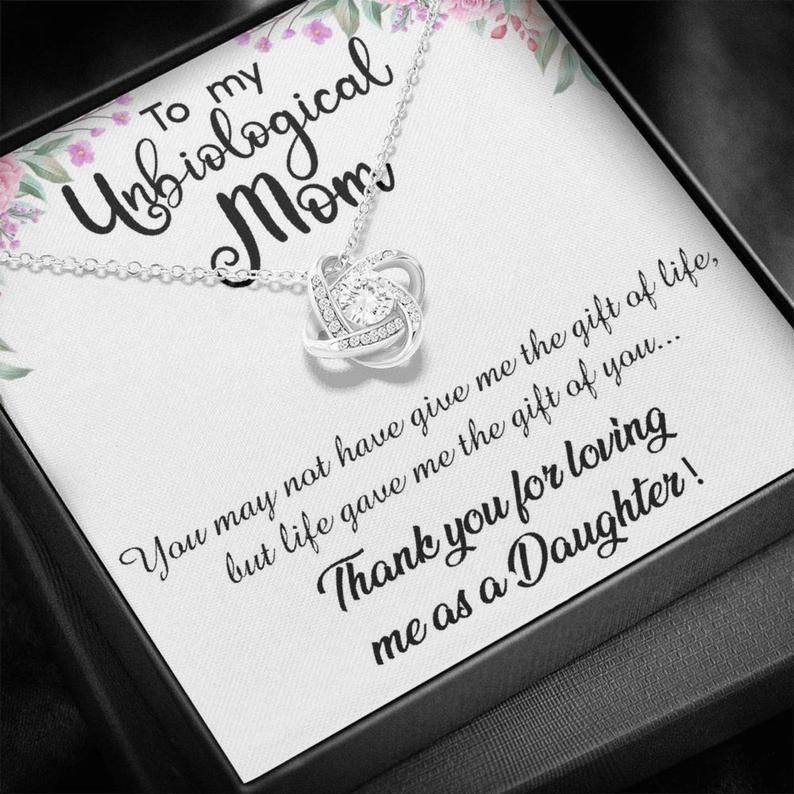 To My Unbiological Mom Gift Love Knot Necklace BONUS Mom Gift, Stepmom Gift, Second Mom, Mother’s Day Gift Necklace Mother Daughter Gift