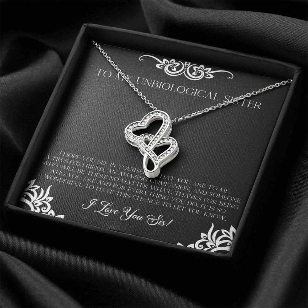 To My Unbiological Sister Gifts, I Hope You See in Yourself, Double Heart Necklace For Women, Birthday Present Idea From Sister-in-law