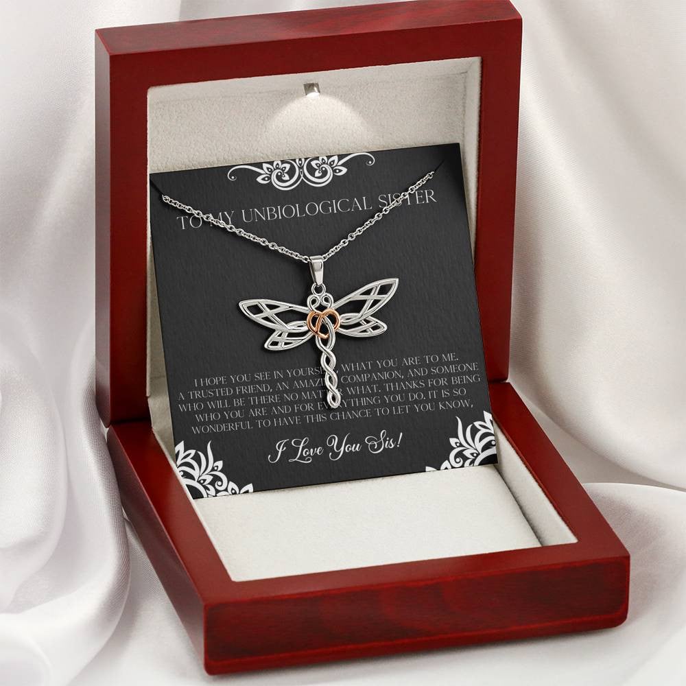 To My Unbiological Sister Gifts, I Hope You See in Yourself, Dragonfly Necklace For Women, Birthday Present Idea From Sister-in-law
