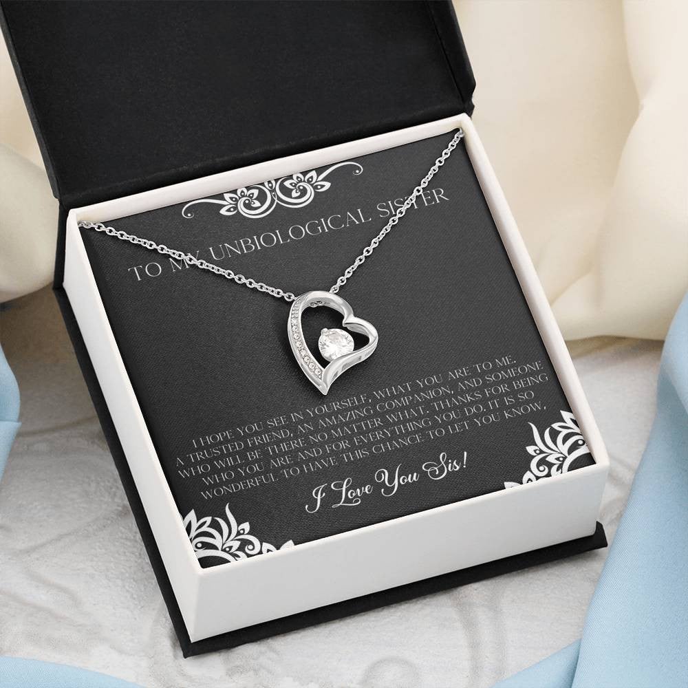 To My Unbiological Sister Gifts, I Hope You See in Yourself, Forever Love Heart Necklace For Women, Birthday Present Idea From Sister-in-law