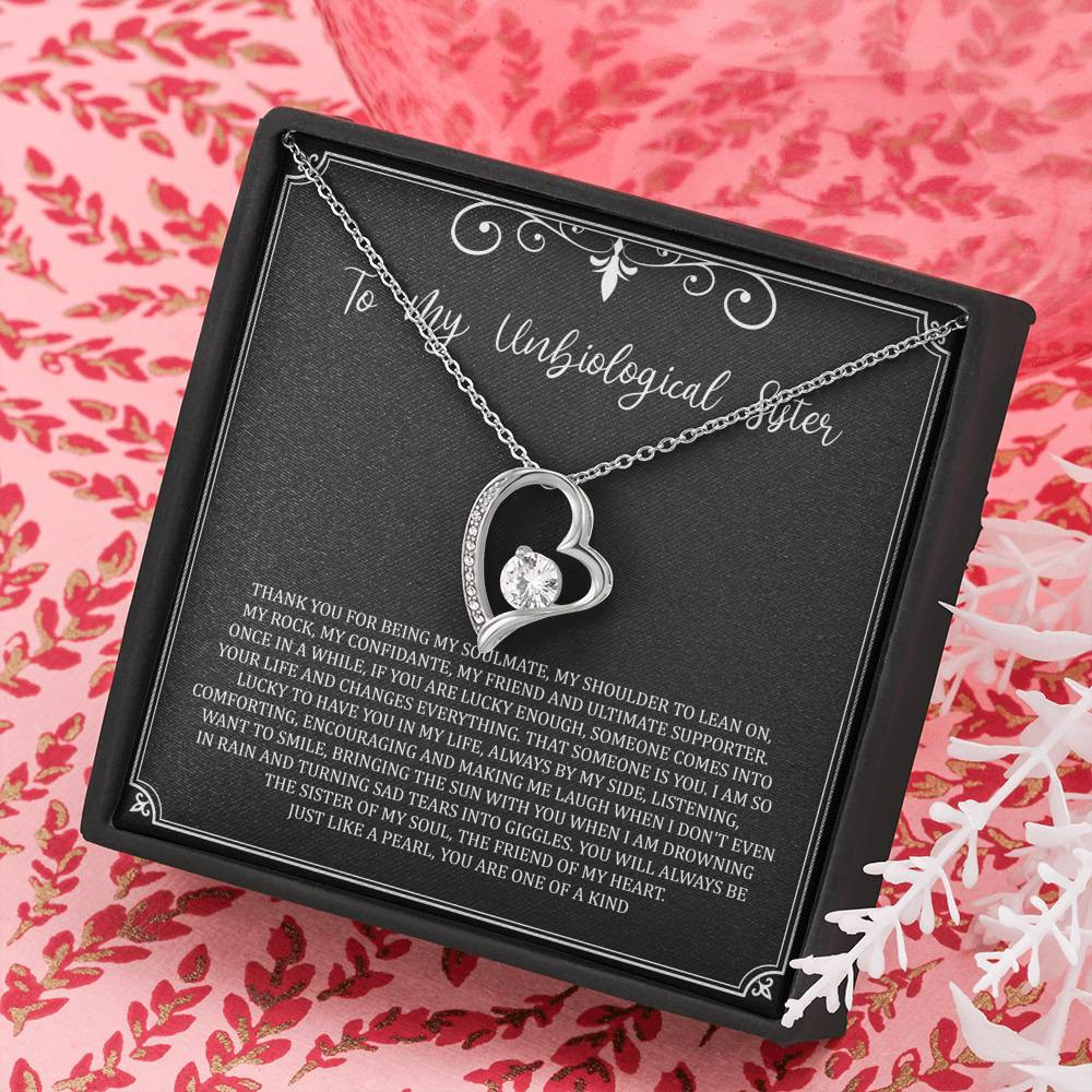 To My Unbiological Sister Gifts, My Soulmate, Forever Love Heart Necklace For Women, Birthday Present Idea From Sister-in-law