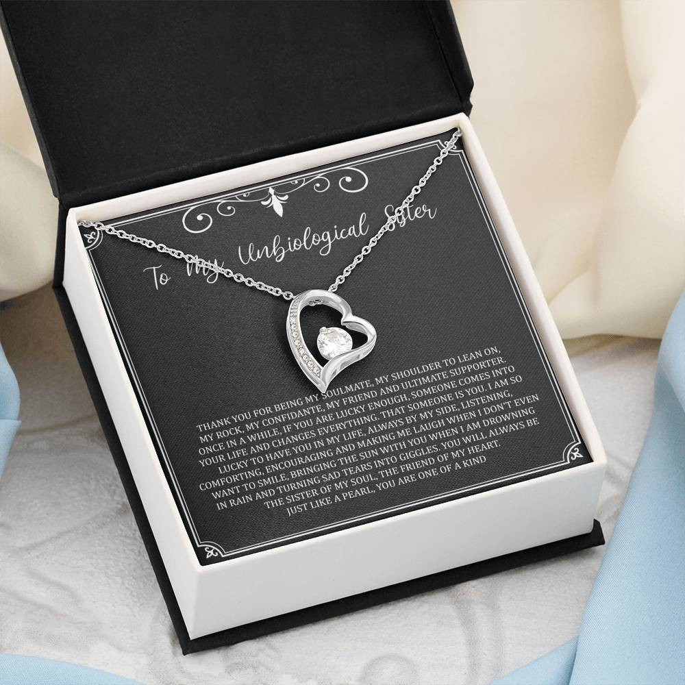 To My Unbiological Sister Gifts, My Soulmate, Forever Love Heart Necklace For Women, Birthday Present Idea From Sister-in-law