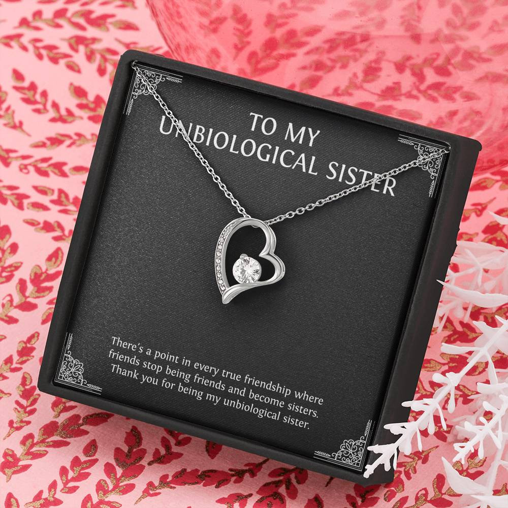 To My Unbiological Sister Gifts, Point in Every Friendship, Forever Love Heart Necklace For Women, Birthday Present Idea From Sister-in-law