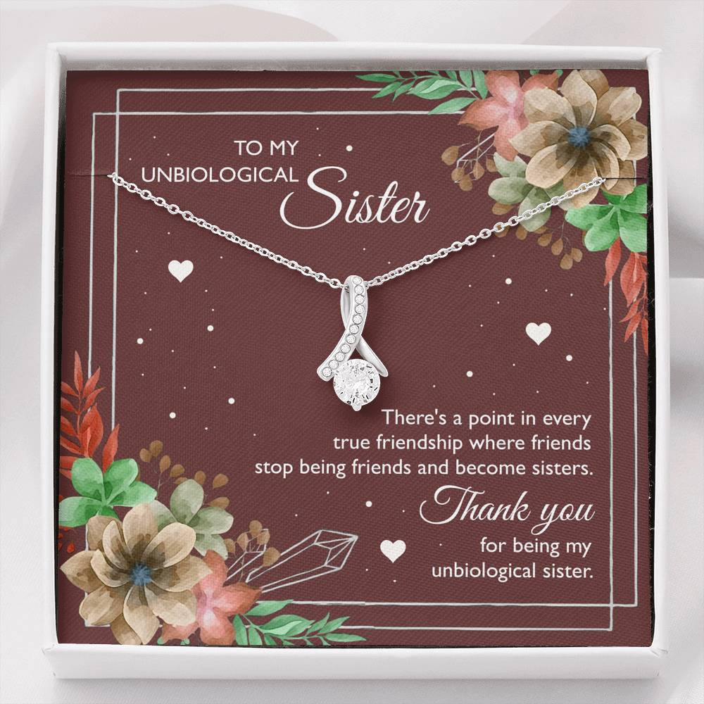 To My Unbiological Sister Gifts, Thank You, Alluring Beauty Necklace For Women, Birthday Present Idea From Sister-in-law