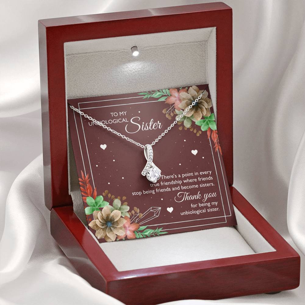 To My Unbiological Sister Gifts, Thank You, Alluring Beauty Necklace For Women, Birthday Present Idea From Sister-in-law