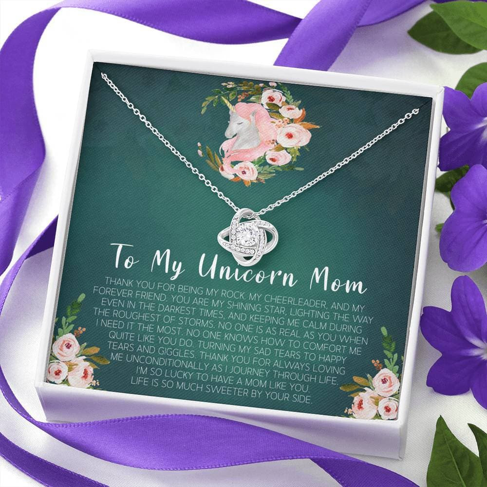 To My Unicorn Mom Love Knot Necklace