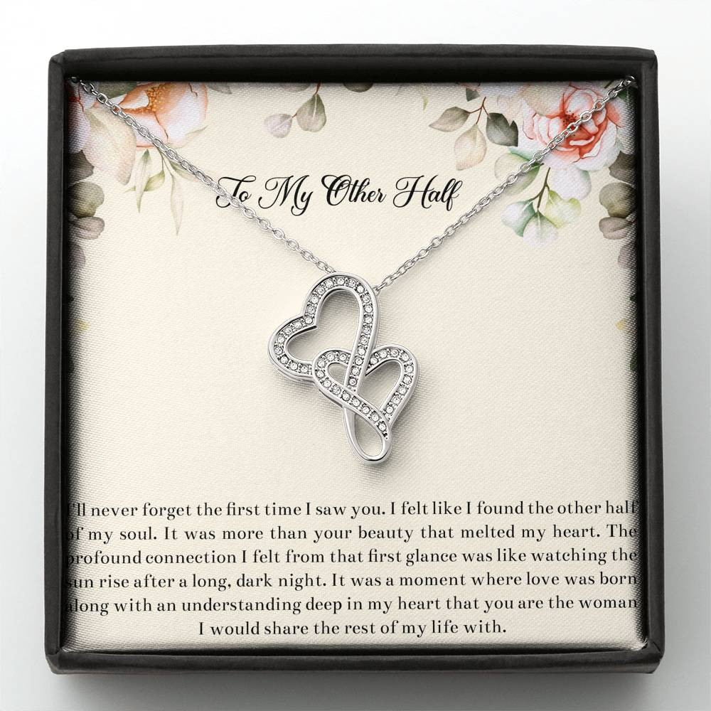 To My Wife, My Other Half, Double Heart Necklace For Women, Anniversary Birthday Gifts From Husband