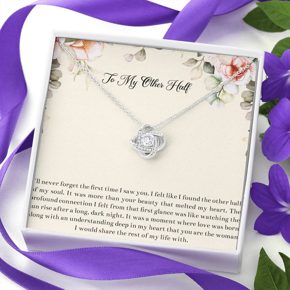 To My Wife, My Other Half, Love Knot Necklace For Women, Anniversary Birthday Gifts From Husband
