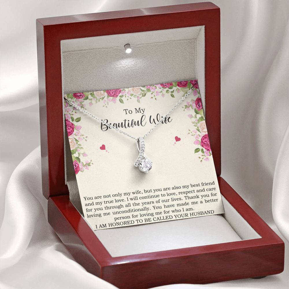 To My Wife, To My Beautiful Wife, Alluring Beauty Necklace For Women, Anniversary Birthday Gifts From Husband