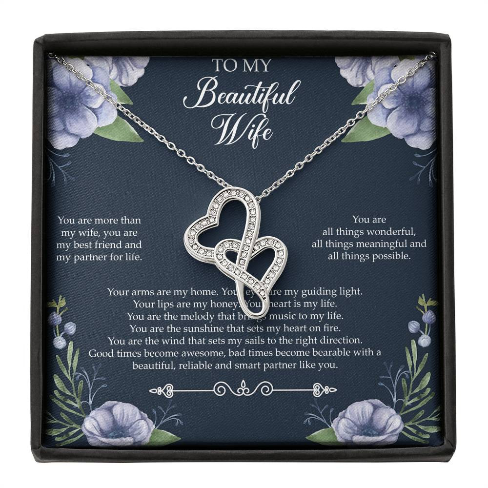 To My Wife, You Are More Than My Wife, Double Heart Necklace For Women, Anniversary Birthday Gifts From Husband
