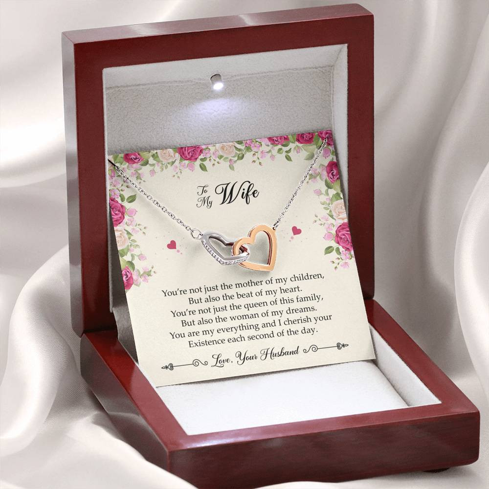 To My Wife, You Are My Everything, Interlocking Heart Necklace For Women, Anniversary Birthday Gifts From Husband