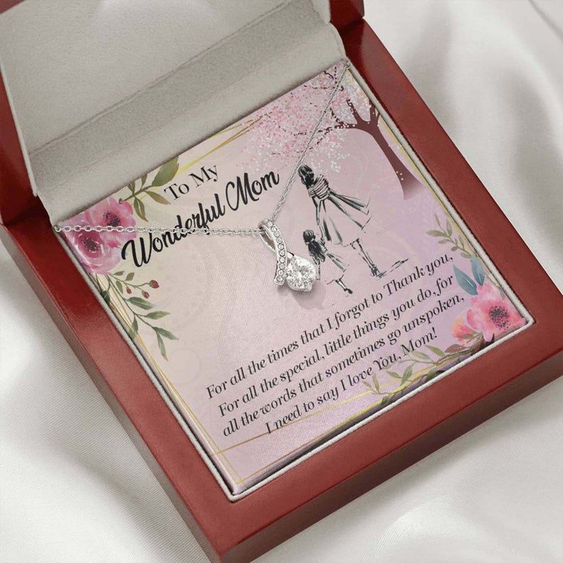 To My Wonderful Mom Alluring Beauty Necklace Gift for Mom from Daughter Necklace Mother’s Day Gifts for Mom, Mother Daughter Gift Necklace