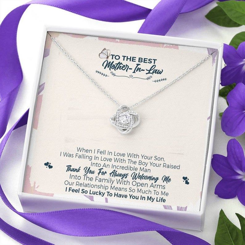 To The Best Mother-In-Law, Thank You For Welcoming Me Love Knot Necklace – Mom-In-Law Gift – Wedding Gift