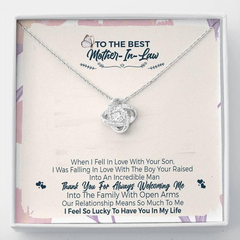 To The Best Mother-In-Law, Thank You For Welcoming Me Love Knot Necklace – Mom-In-Law Gift – Wedding Gift