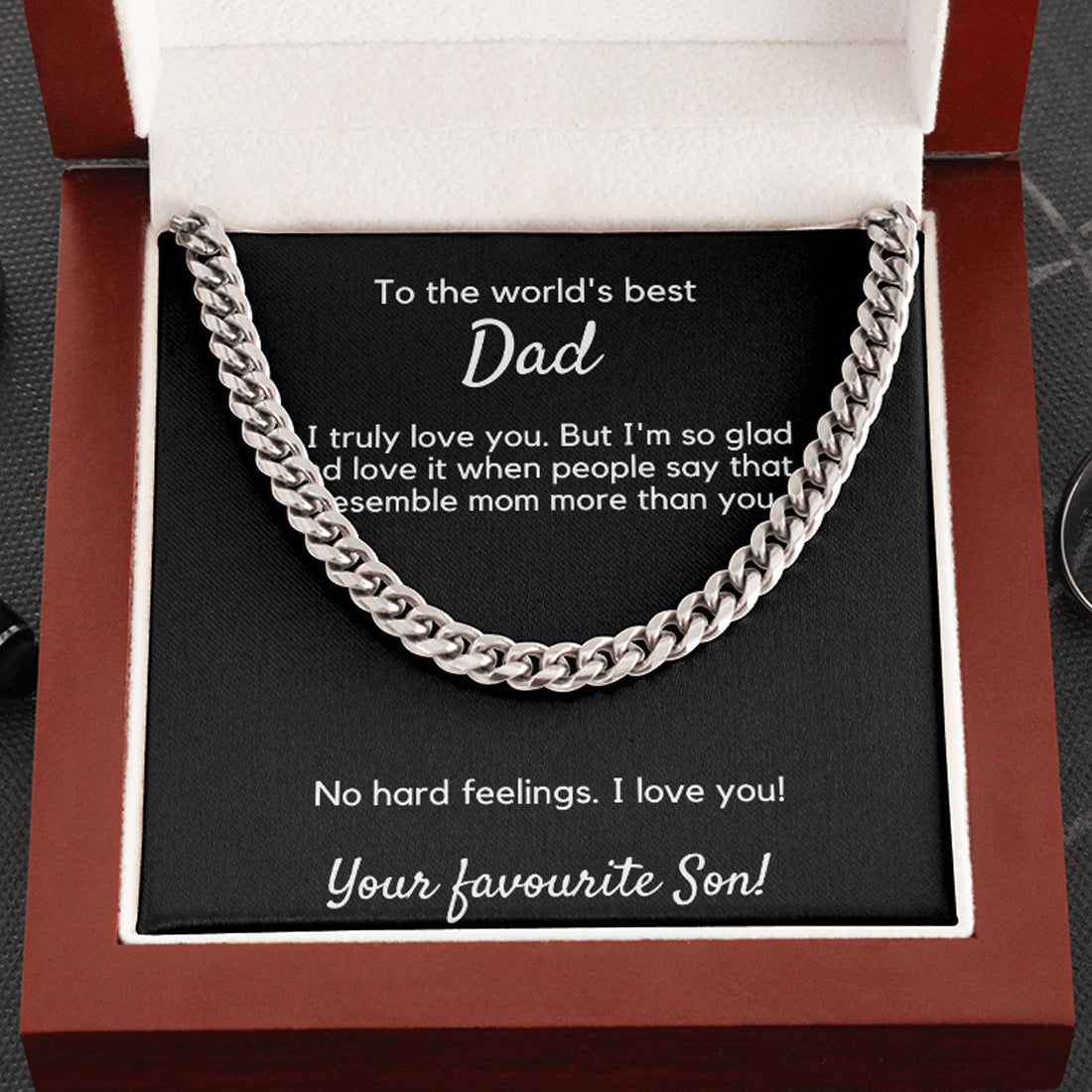 To The World’s Best Dad Necklace Gift | I Resemble Mom | Fathers Day, Birthday, Christmas Cuban Link Chain Necklace from Son