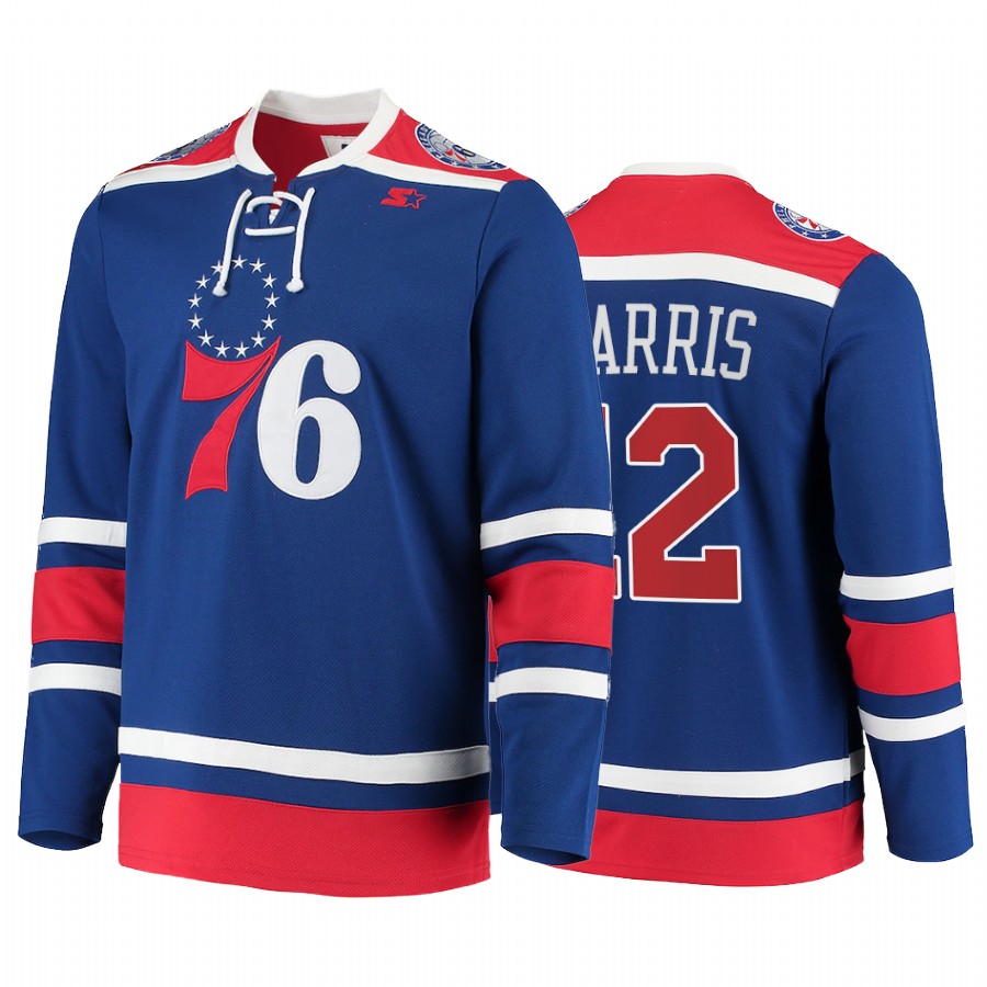 Tobias Harris #12 Philadelphia 76ers G-III Sports Hoodie Royal Hockey Fashion Jersey