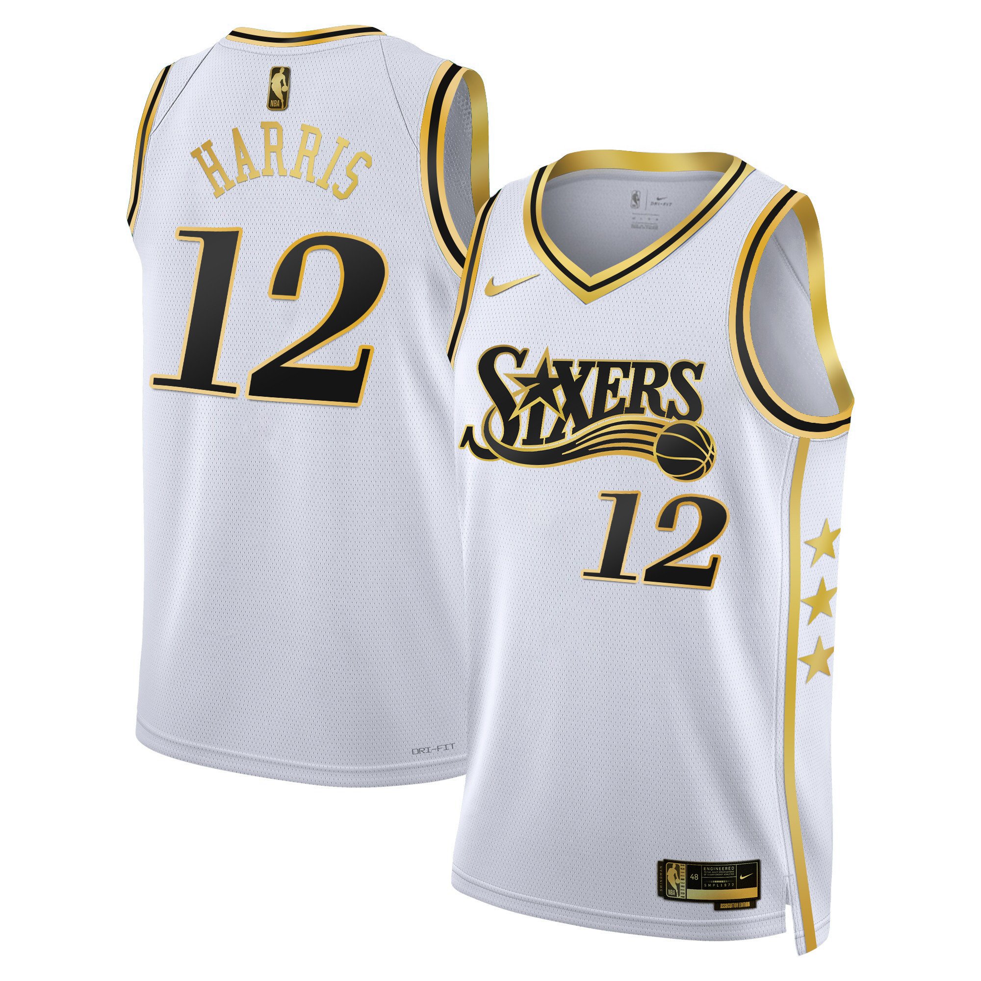 Tobias Harris Men's Philadelphia 76ers Swingman White Gold Jersey - All Stitched