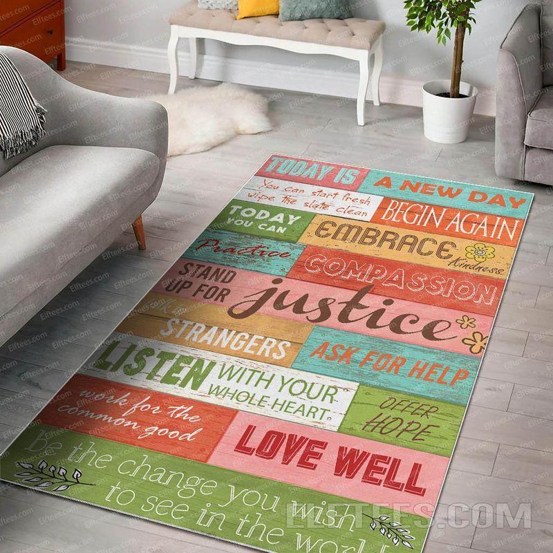 Today Is A New Day Optimistic Thinkings Floor Area Rectangle Rug