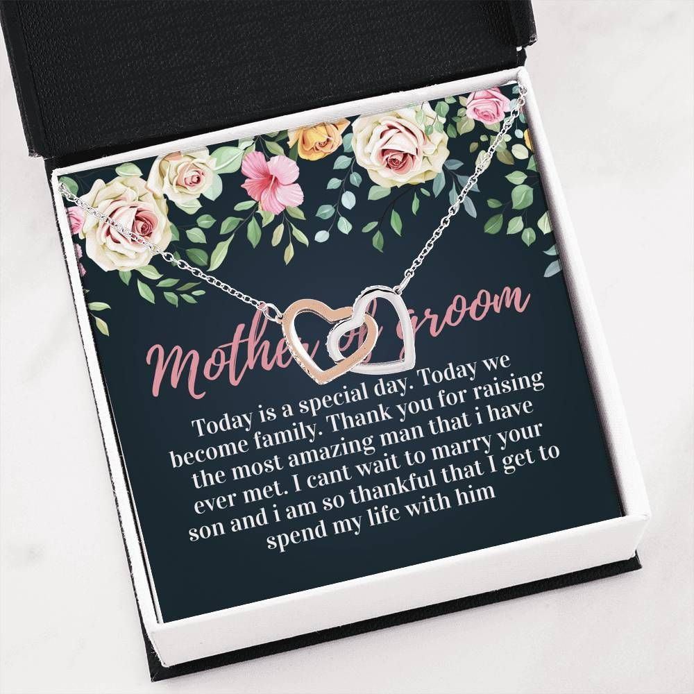 Today We Become Family Interlocking Hearts Necklace Gift For Mother Of Groom