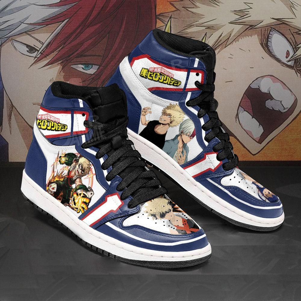 Todoroki and Bakugo My Hero Academia anime High Top Air Jordan Sneaker, Air Jordan Hightop