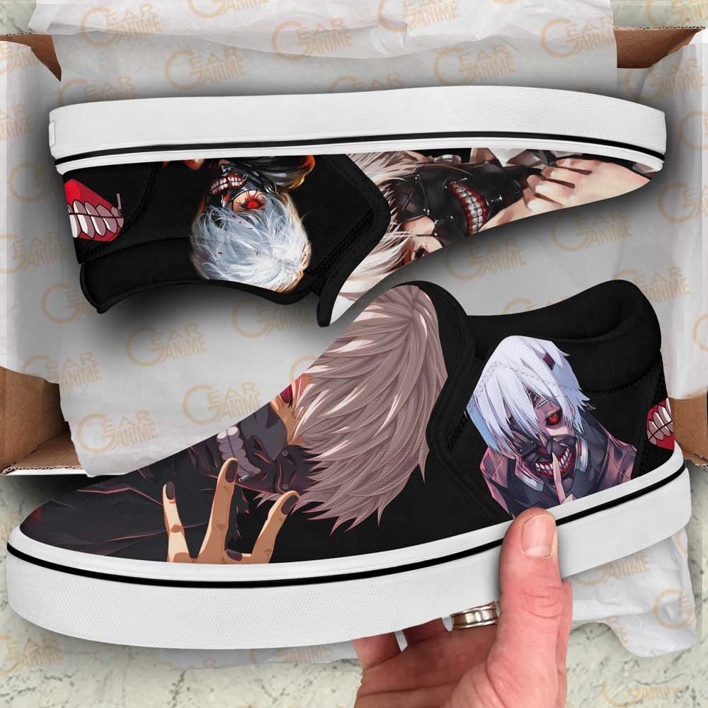 Tokyo Ghoul Ken Kaneki Slip-On Shoes Canvas Custom Anime Shoes