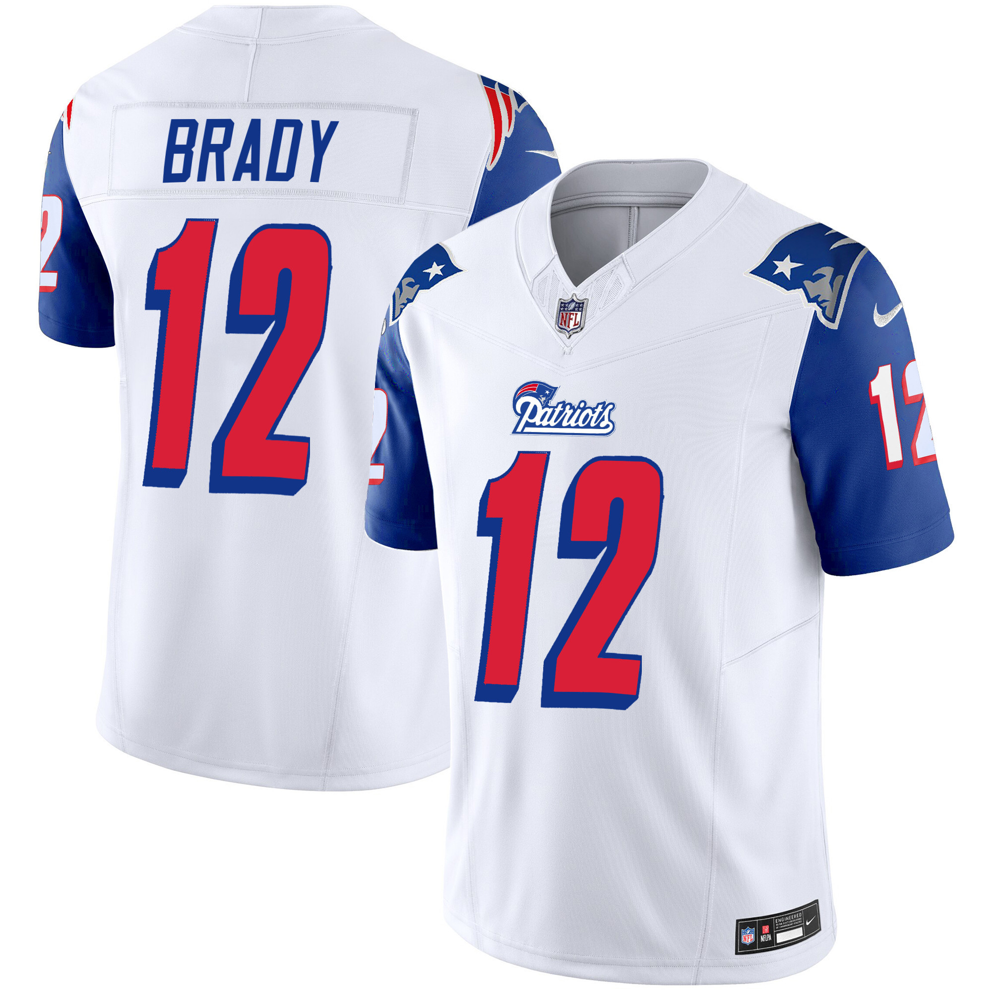 Tom Brady Men's New England Patriots 1996 Throwback Limited Vapor Royal Sleeves Jersey - All Stitched 