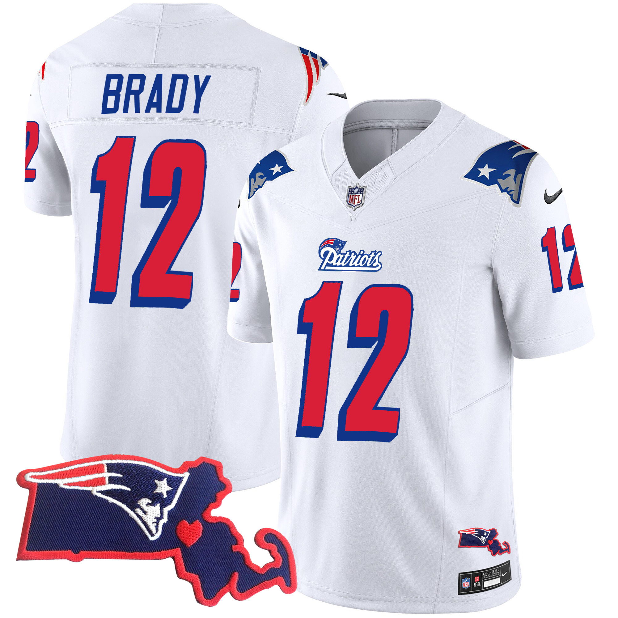 Tom Brady Men's New England Patriots 1996 Throwback State Patch Vapor White Jersey - All Stitched 