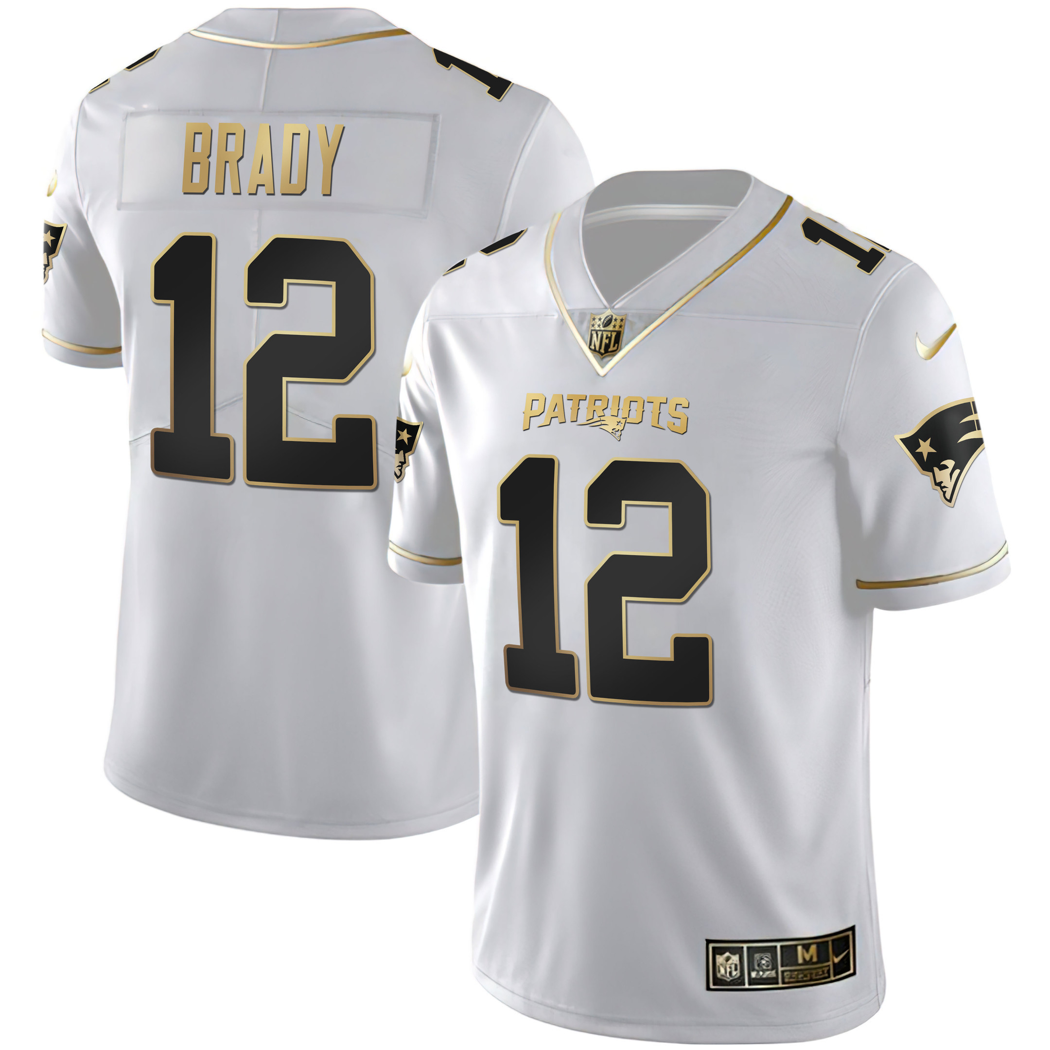 Tom Brady Men's New England Patriots White Gold & Black Gold White Gold Jersey - All Stitched 