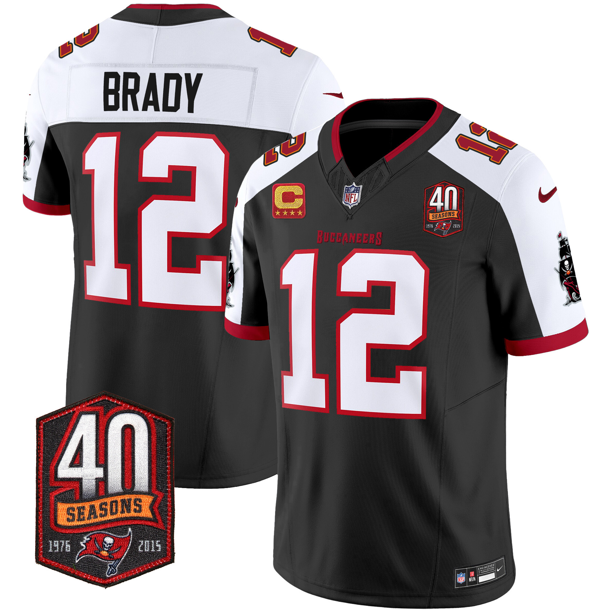 Tom Brady Men's Tampa Bay Buccaneers 40th Season Patch Vapor Limited Black Alternate Jersey - All Stitched 