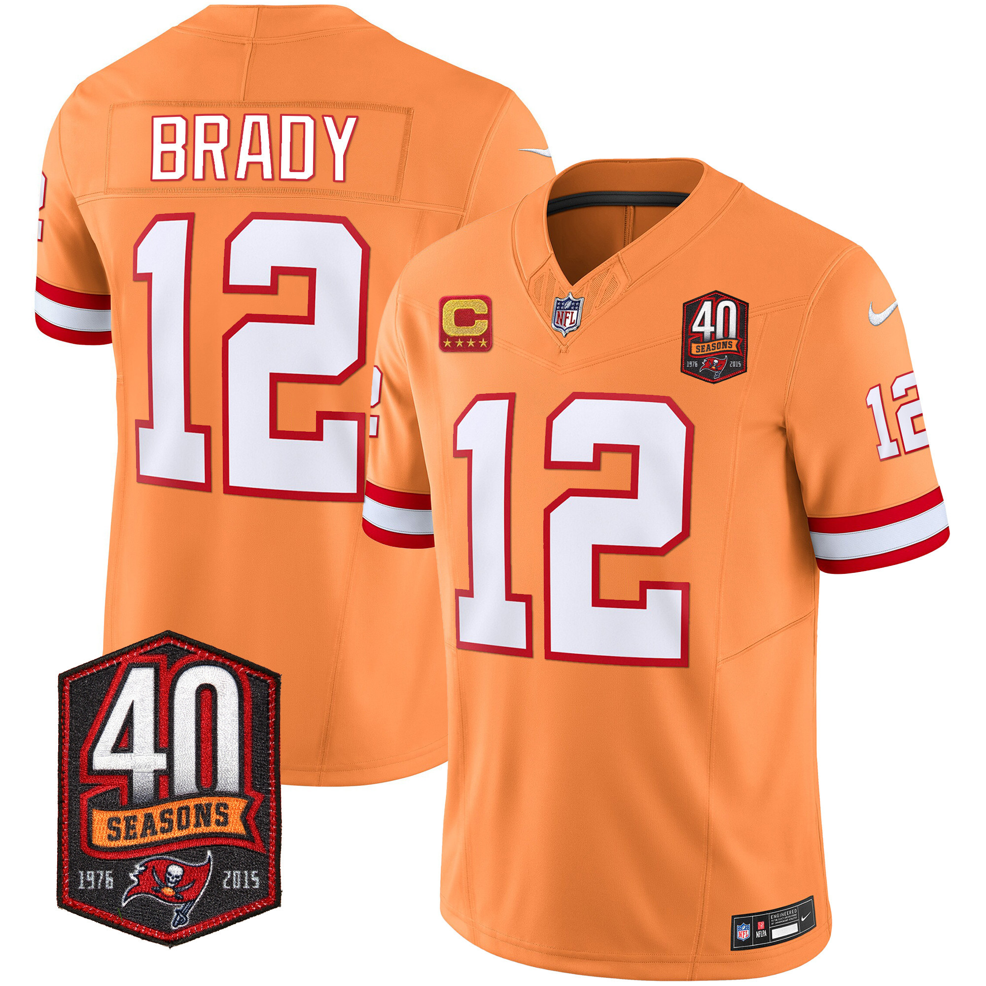 Tom Brady Men's Tampa Bay Buccaneers 40th Season Patch Vapor Limited Orange Jersey - All Stitched 