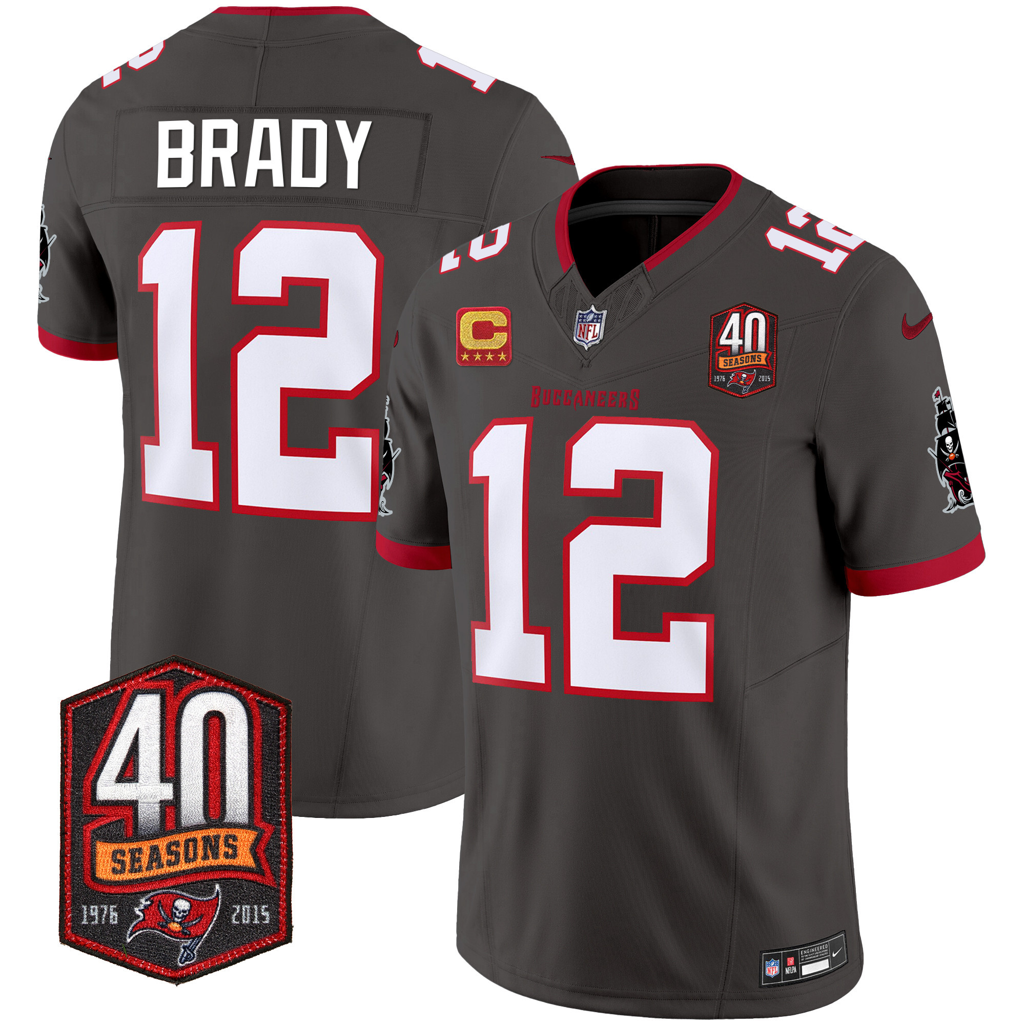 Tom Brady Men's Tampa Bay Buccaneers 40th Season Patch Vapor Limited Pewter Jersey - All Stitched 