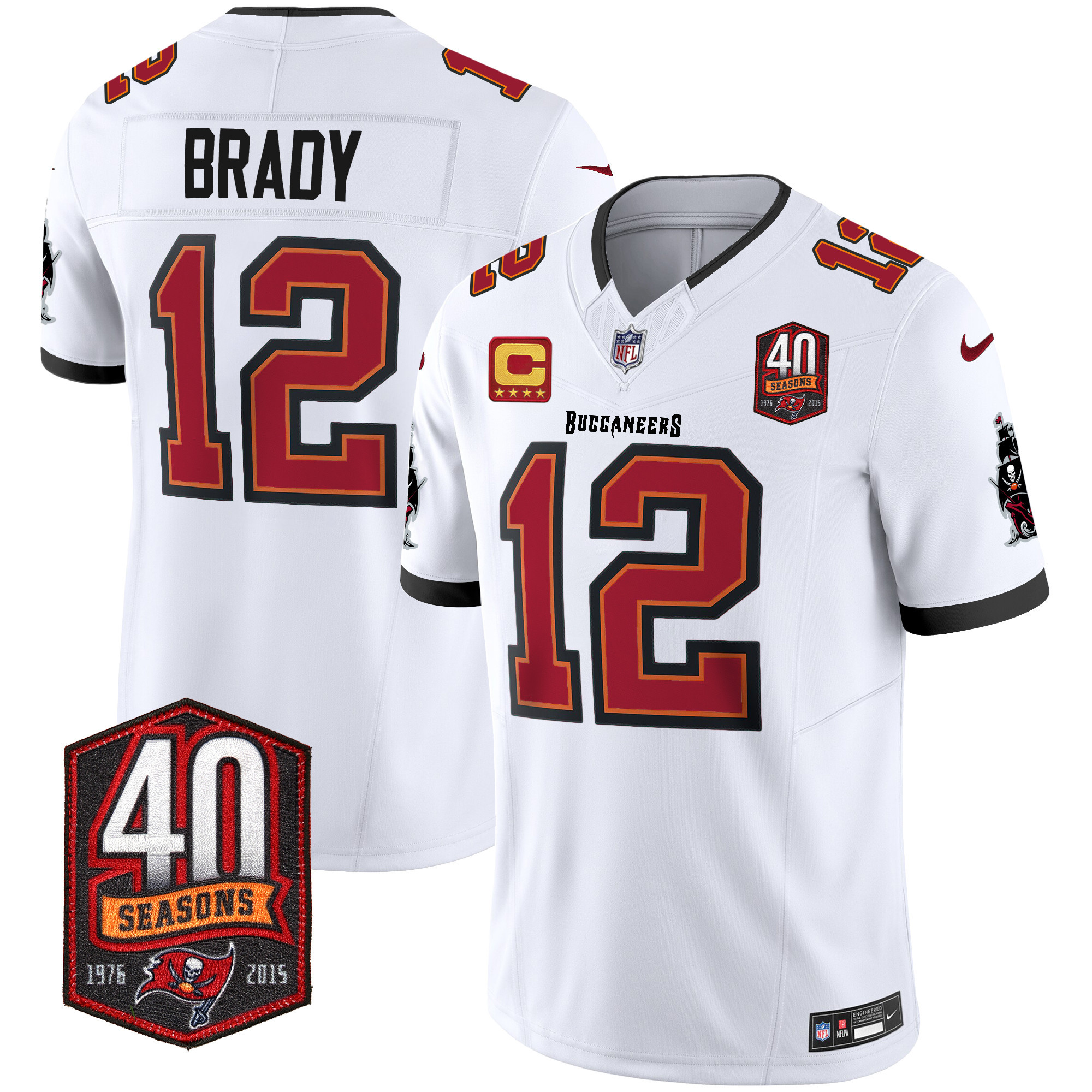Tom Brady Men's Tampa Bay Buccaneers 40th Season Patch Vapor Limited White Jersey - All Stitched 