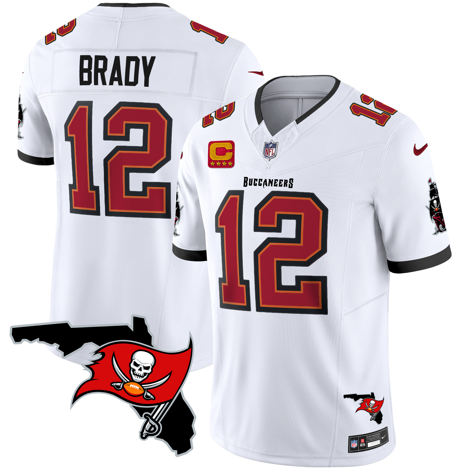 Tom Brady Men's Tampa Bay Buccaneers Florida Patch Vapor Limited White Jersey - All Stitched 
