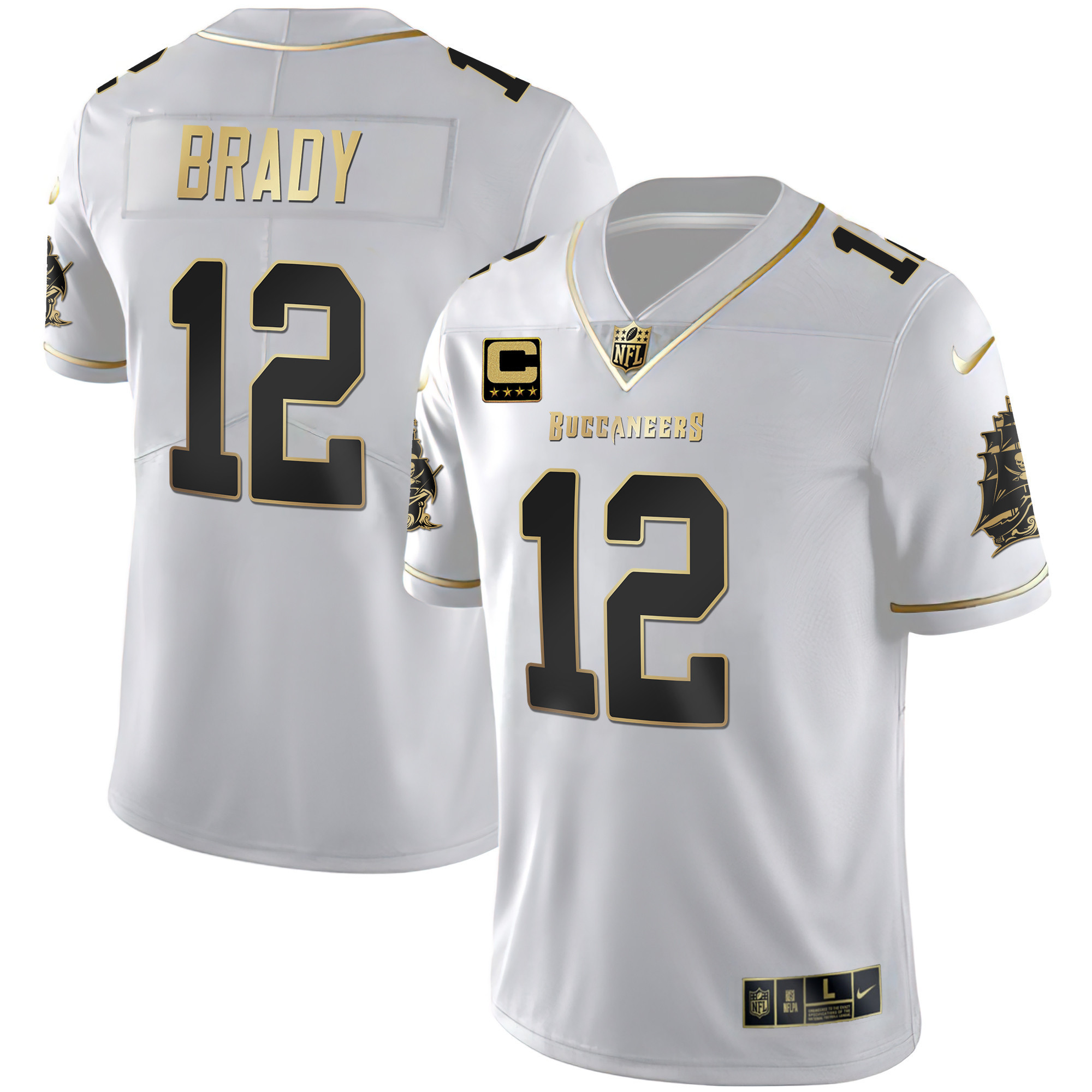 Tom Brady Men's Tampa Bay Buccaneers Gold Vapor White Gold Jersey - All Stitched 