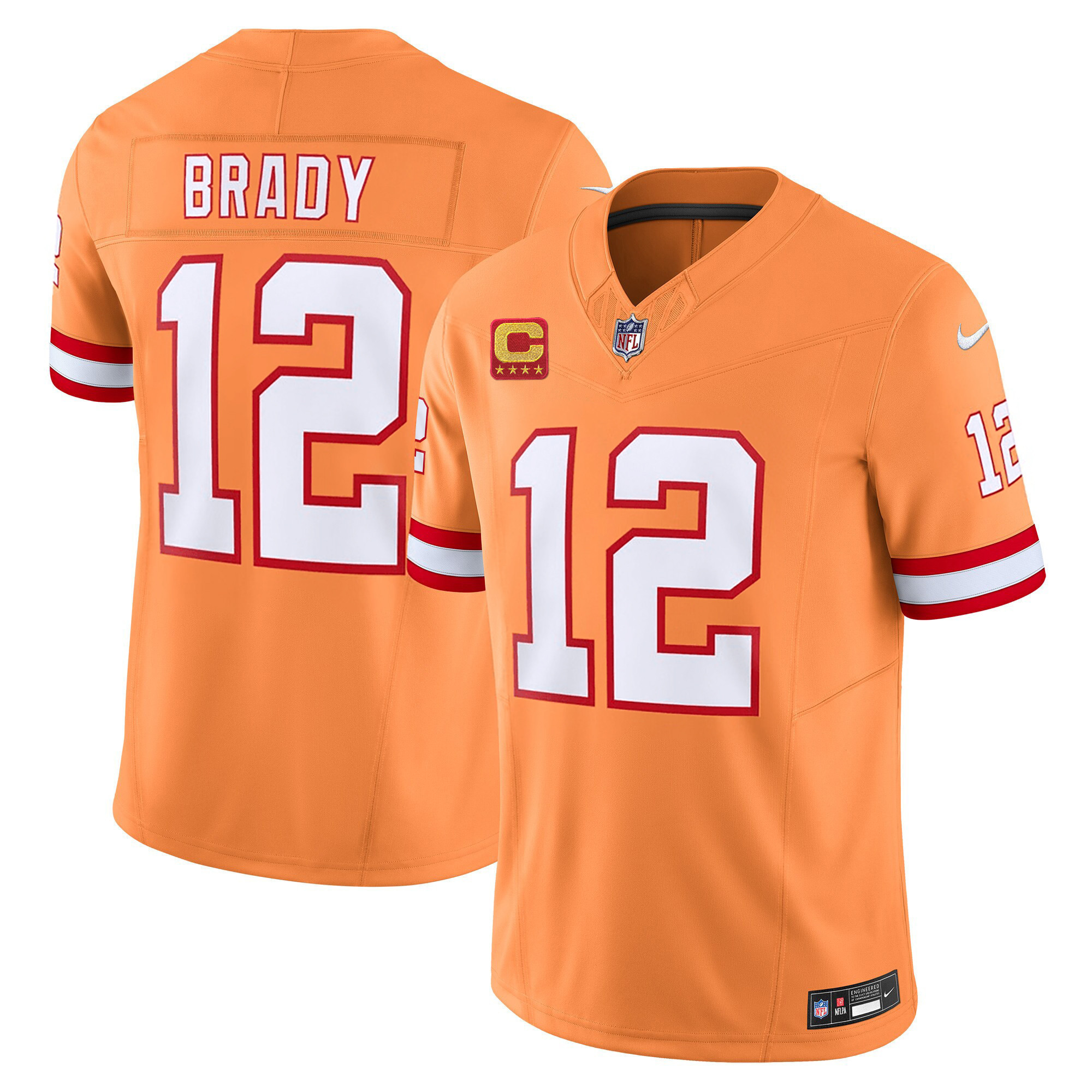 Tom Brady Men's Tampa Bay Buccaneers Throwback & Gold Limited Orange Jersey - All Stitched 