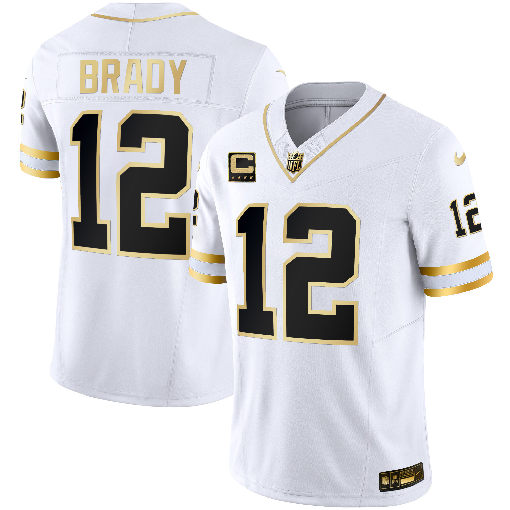 Tom Brady Men's Tampa Bay Buccaneers Throwback & Gold Limited White Gold Jersey - All Stitched 