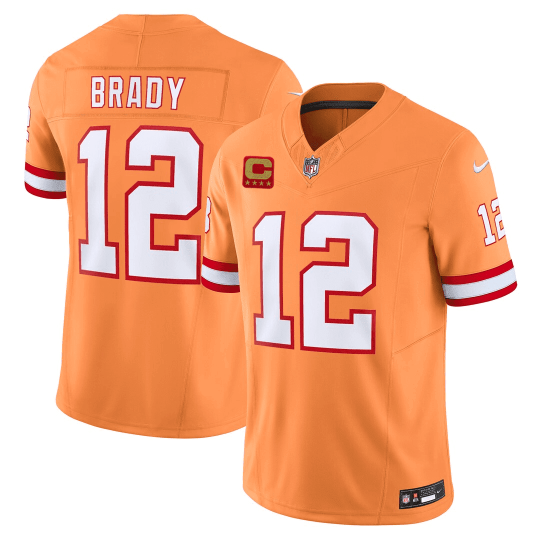 Tom Brady Men's Tampa Bay Buccaneers Throwback Limited Orange Jersey - All Stitched 