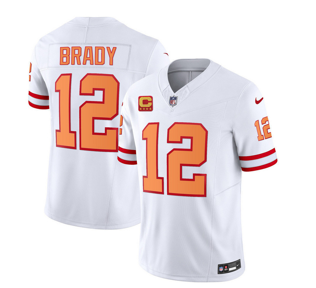 Tom Brady Men's Tampa Bay Buccaneers Throwback Limited White Jersey - All Stitched 