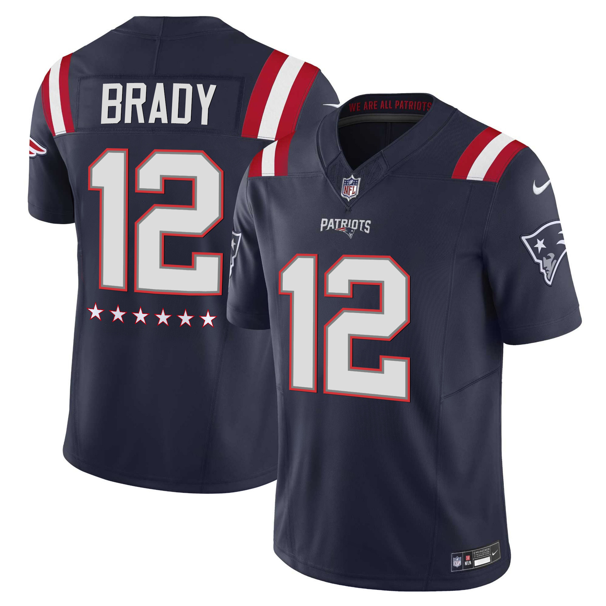Tom Brady New England Patriots 6x-Time Super Bowl Vapor Limited Navy Jersey - All Stitched 