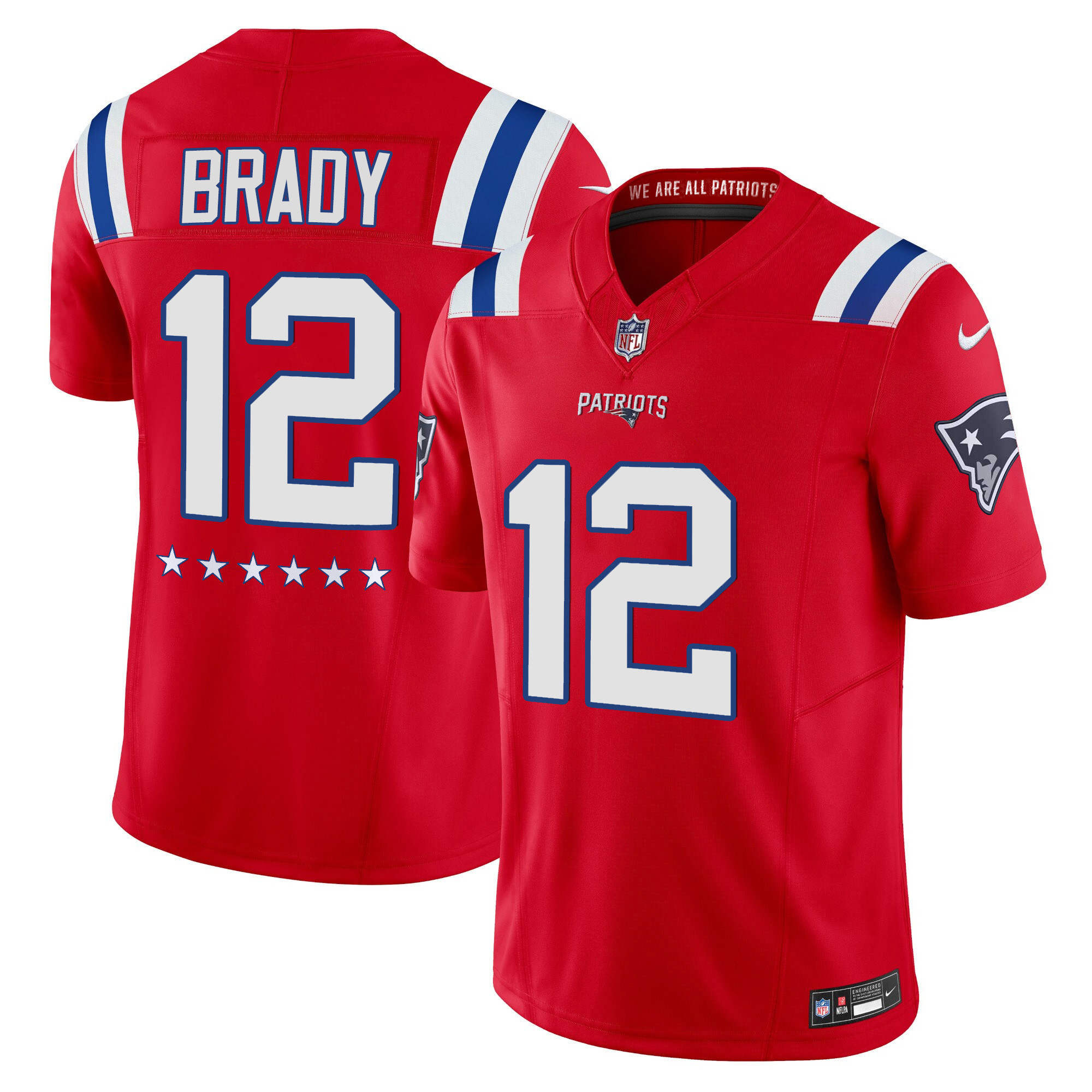Tom Brady New England Patriots 6x-Time Super Bowl Vapor Limited Red Jersey - All Stitched 