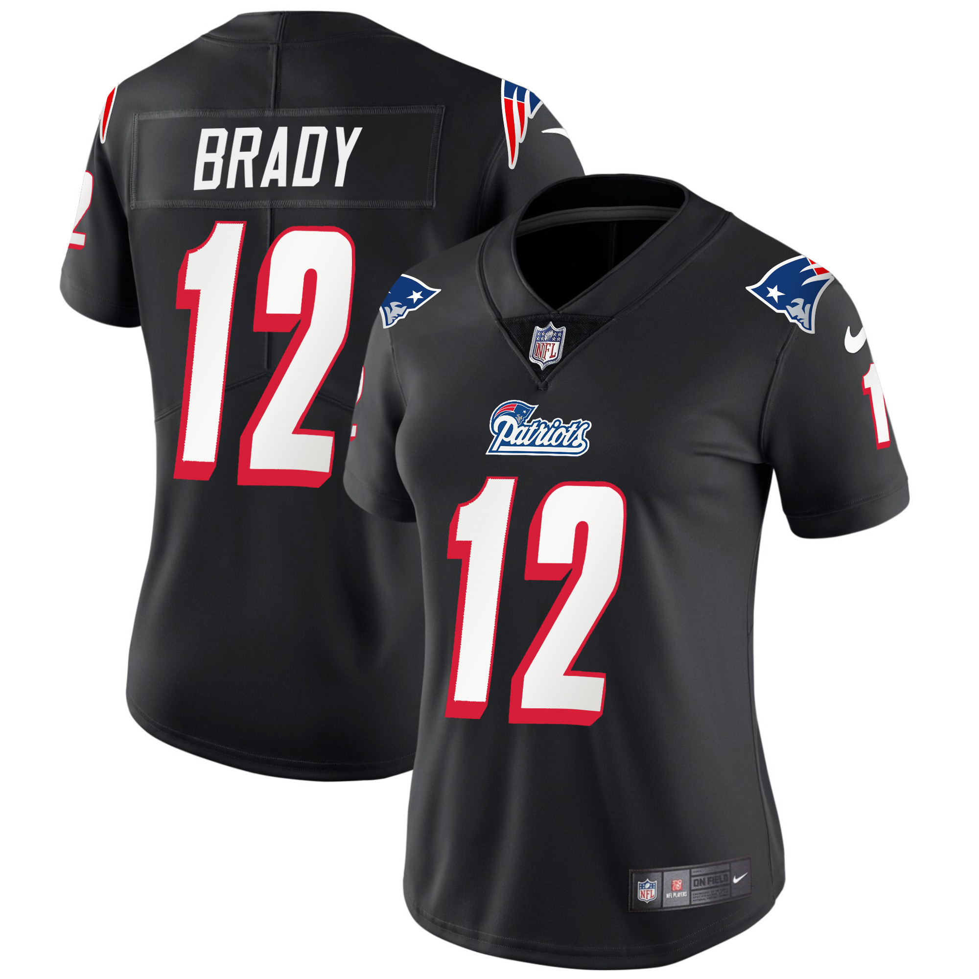 Tom Brady Women's New England Patriots 1996 Throwback Limited Vapor Black Jersey - All Stitched 